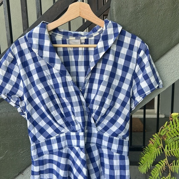 eShakti Gingham Check Cotton Belted Shirtdress Size 1x/18 Cottagecore Spring - Picture 2 of 5